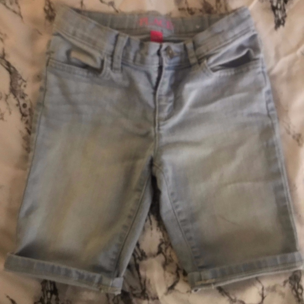 Light Blue Jean Biker Shorts